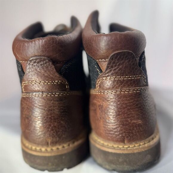 G.H. Bass Malcolm Men’s 10M Brown Leather Moc Toe Boots Wool Panel Lug Sole - Picture 5 of 7